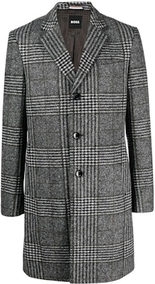 HUGO BOSS FW22 灰色格紋單扣中長大衣 50479580-001 Buy HUGO BOSS FW22 灰色格紋單扣中長大衣 50479580-001