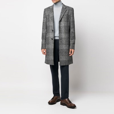 HUGO BOSS FW22 灰色格紋單扣中長大衣 50479580-001 Lookbook HUGO BOSS FW22 灰色格紋單扣中長大衣 50479580-001