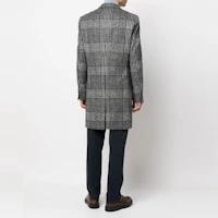 Shop HUGO BOSS FW22 Gray Checkered Single-Breasted Mid-Length Coat. 50479580-001