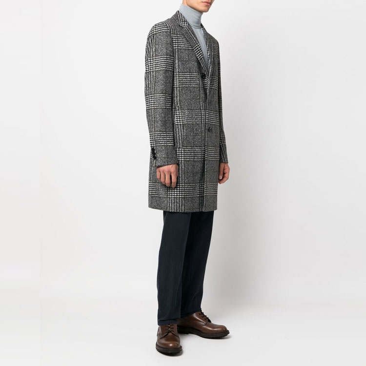 Purchase HUGO BOSS FW22 灰色格紋單扣中長大衣 50479580-001