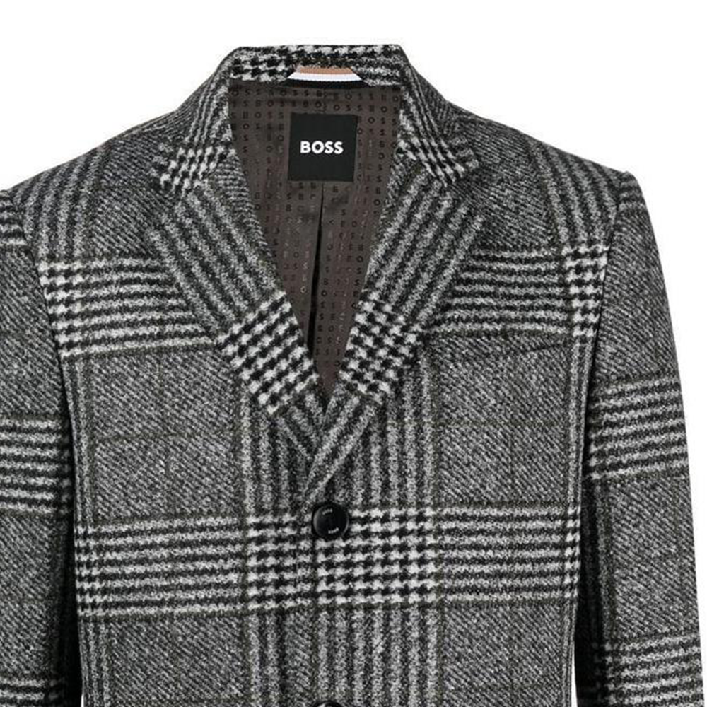Details for HUGO BOSS FW22 灰色格紋單扣中長大衣 50479580-001