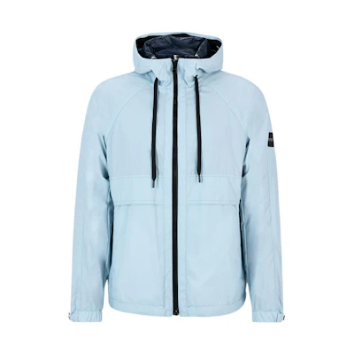 HUGO BOSS FW22 Light Blue Solid Logo Drawstring Hoodie Jacket. 50474045-453