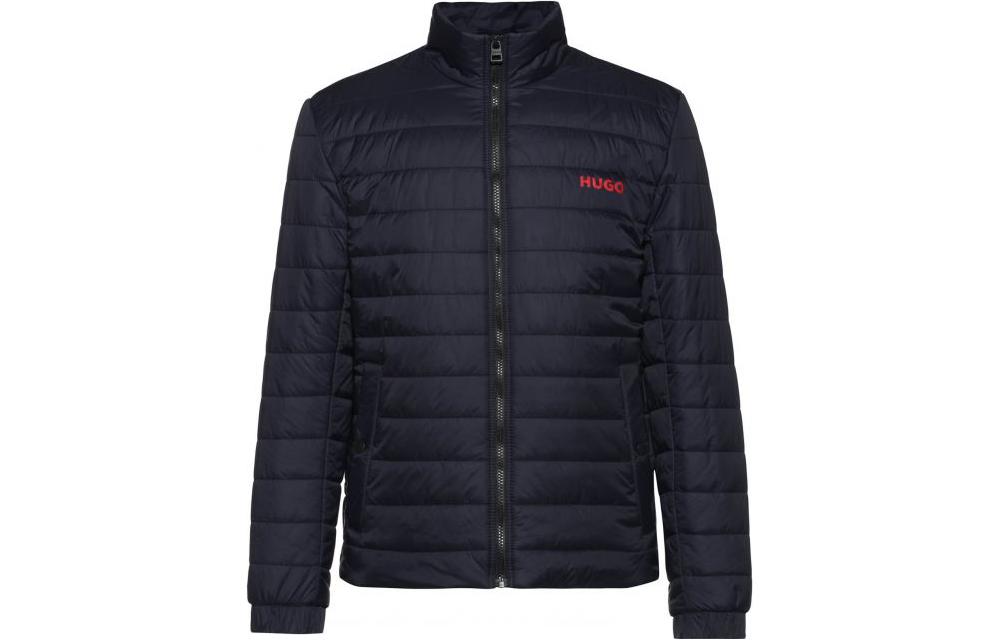 HUGO BOSS FW22  Navy Lightweight Jacket with Logo Zipper and Stand Collar. 50468719-405