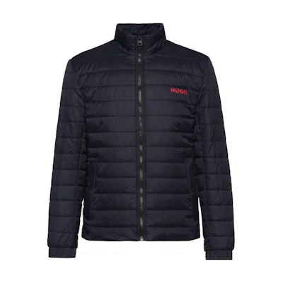 HUGO BOSS FW22 Navy Lightweight Jacket with Logo Zipper and Stand Collar. 50468719-405