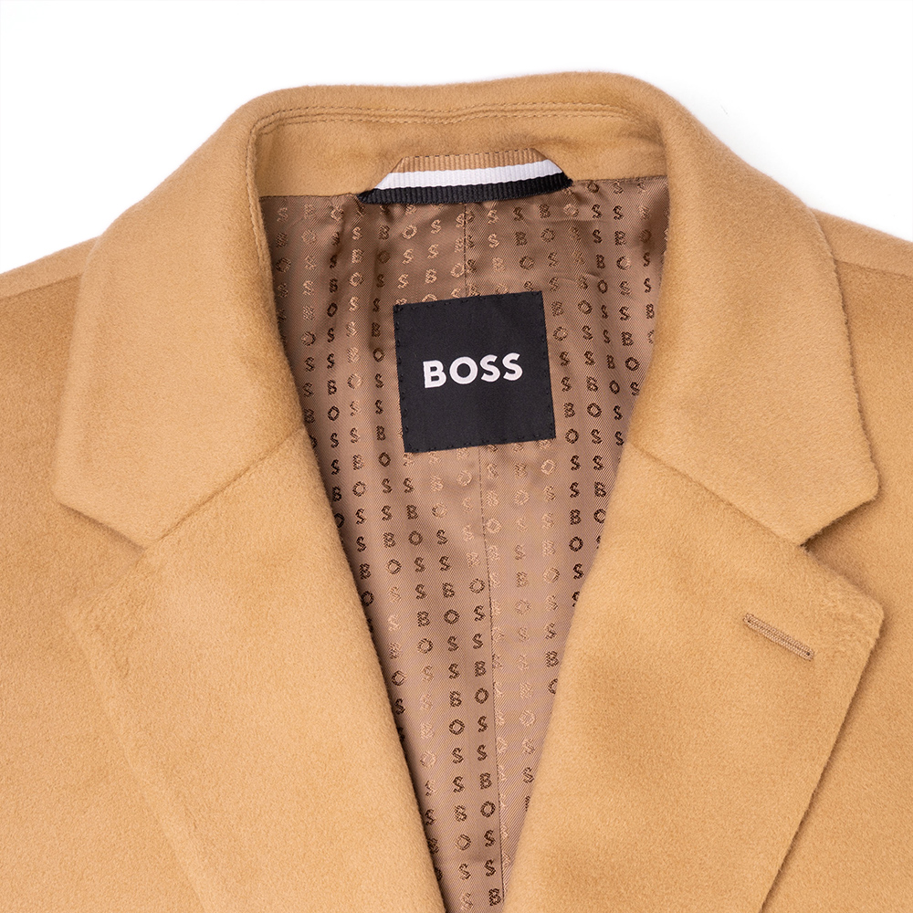 Cheap HUGO BOSS FW22  Slim Fit Wool-Cashmere Long Coat Khaki 50479756-260