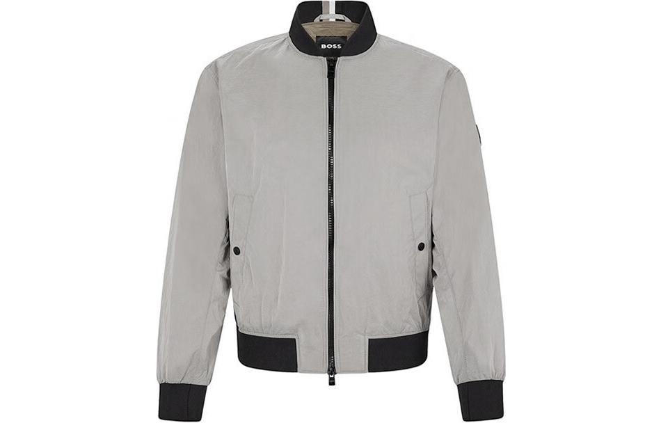 HUGO BOSS FW22  Solid Color Zip-Up Bomber Jacket Light Brown 50469939-131