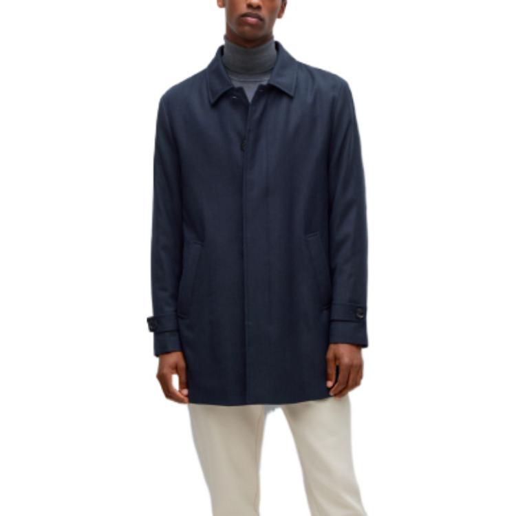 Purchase HUGO BOSS FW22 經典海軍藍單排扣大衣 50479347-404