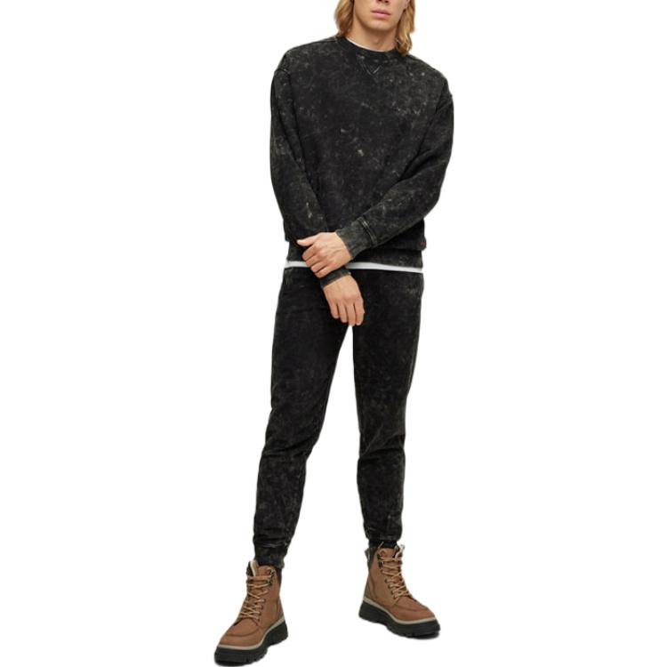 Lookbook HUGO BOSS 22秋冬 水洗彈力腰頭針織慢跑褲 黑色款 50483472-001