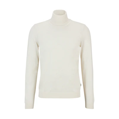 HUGO BOSS FW22 White Slim-Fit Turtleneck Wool Sweater Pullover. 50468262-131