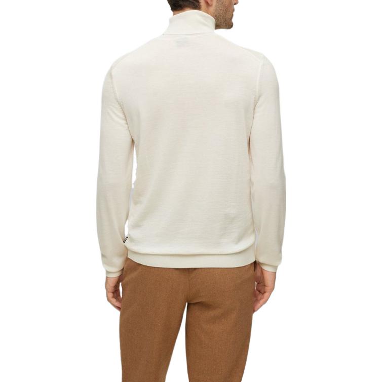 Purchase HUGO BOSS FW22  White Slim-Fit Turtleneck Wool Sweater Pullover. 50468262-131