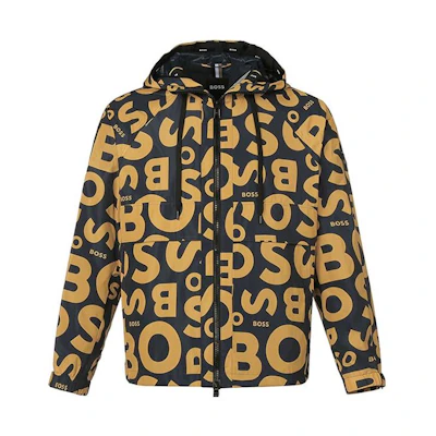 HUGO BOSS FW22 All-Over Logo Hooded Jacket Yellow 50472295-404