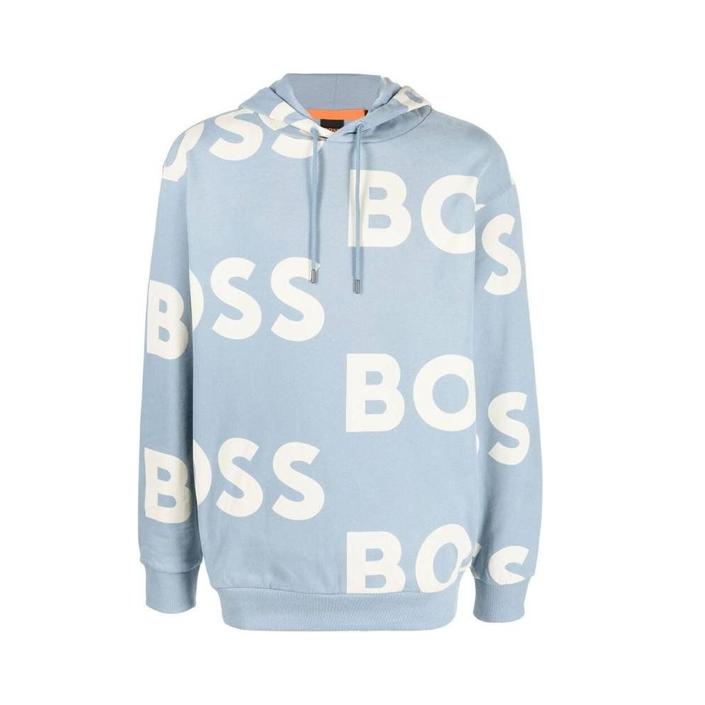 HUGO BOSS FW22 All-Over Logo Print Pullover Hoodie Blue () 50479021-451