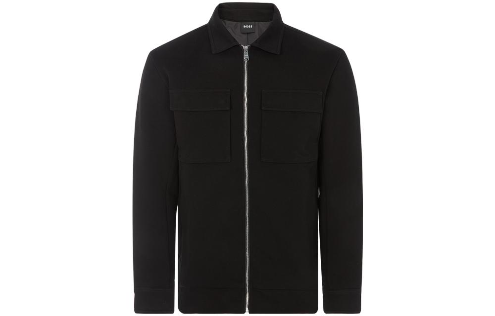 HUGO BOSS FW22 Black Casual Solid Zip-Up Collared Jacket for Men 50471688-001