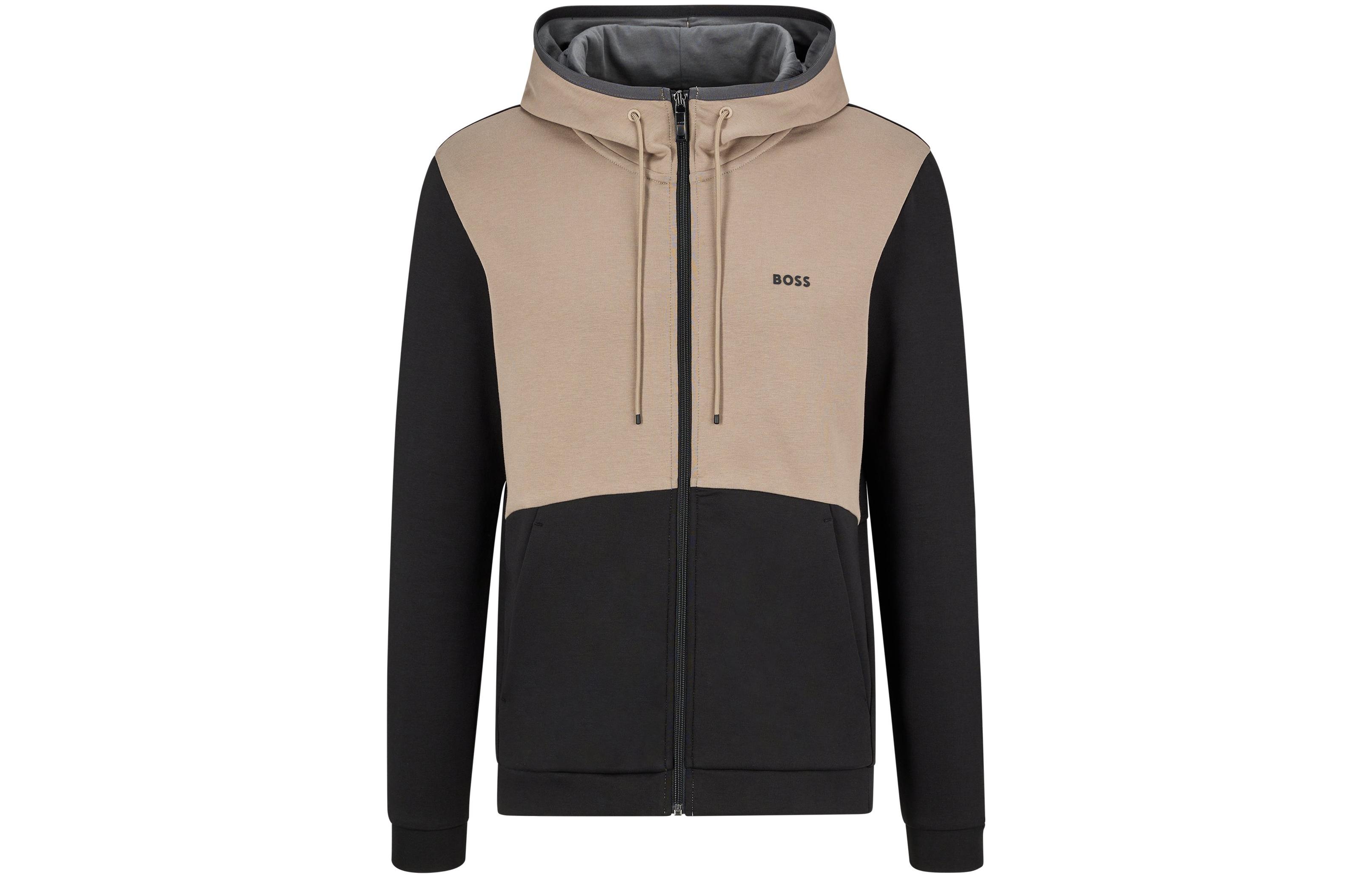 HUGO BOSS FW22 Black Colorblock Zip Long-Sleeve Sweatshirt 50477042-001