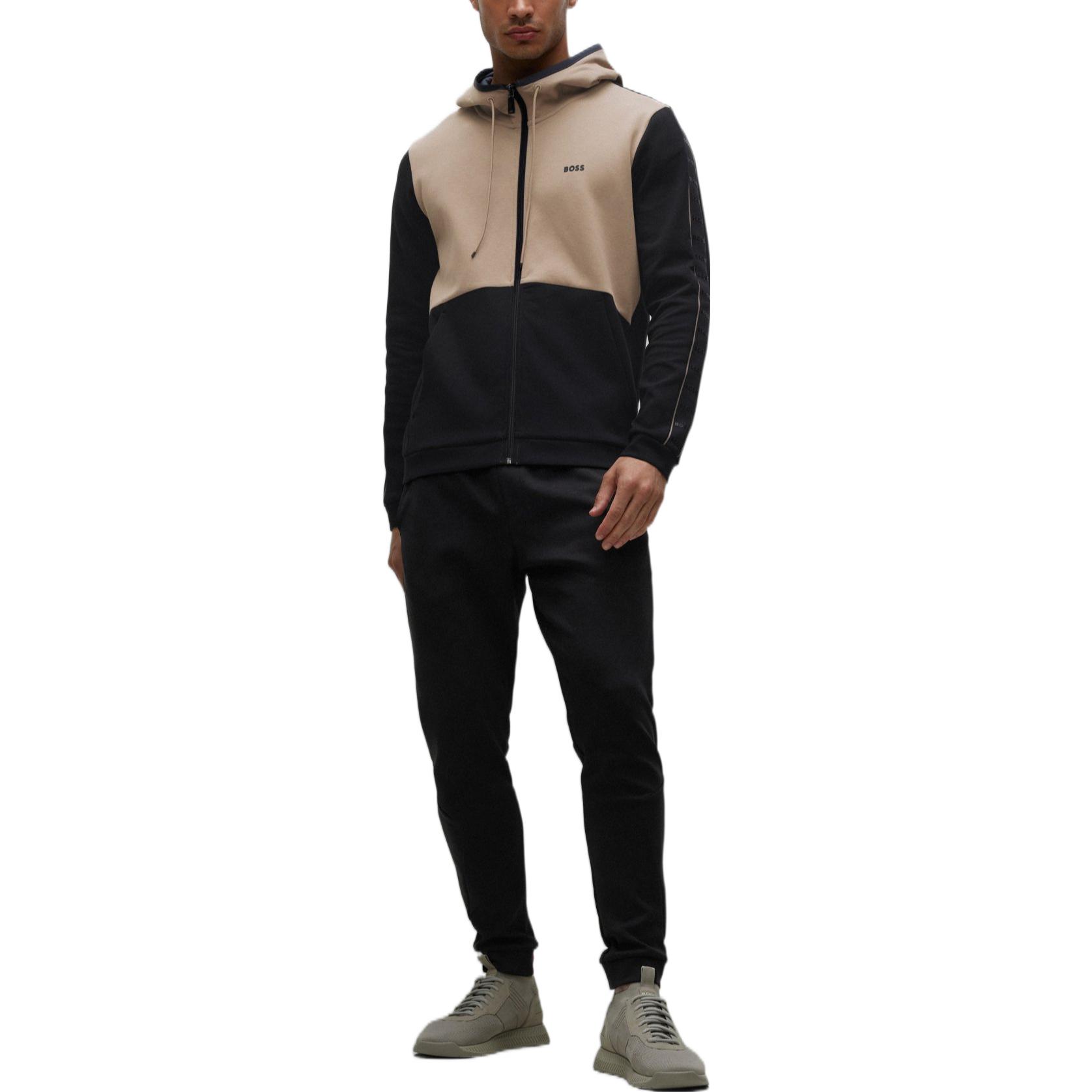 Lookbook 휴고 보스 FW22 블랙 컬러블록 지퍼 긴팔 스웻셔츠 50477042-001