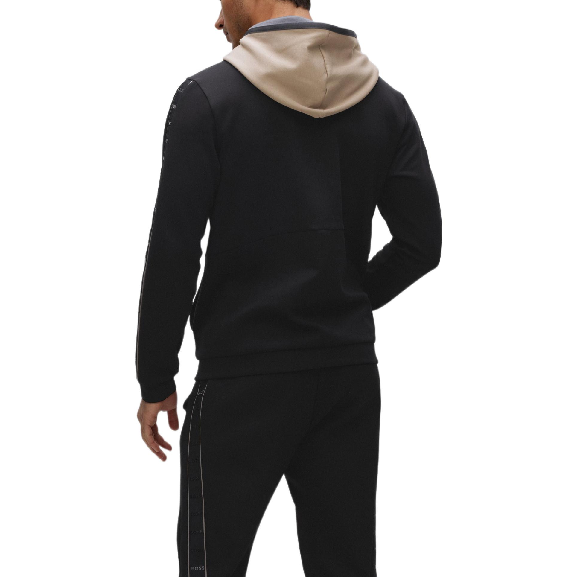 Shop 휴고 보스 FW22 블랙 컬러블록 지퍼 긴팔 스웻셔츠 50477042-001