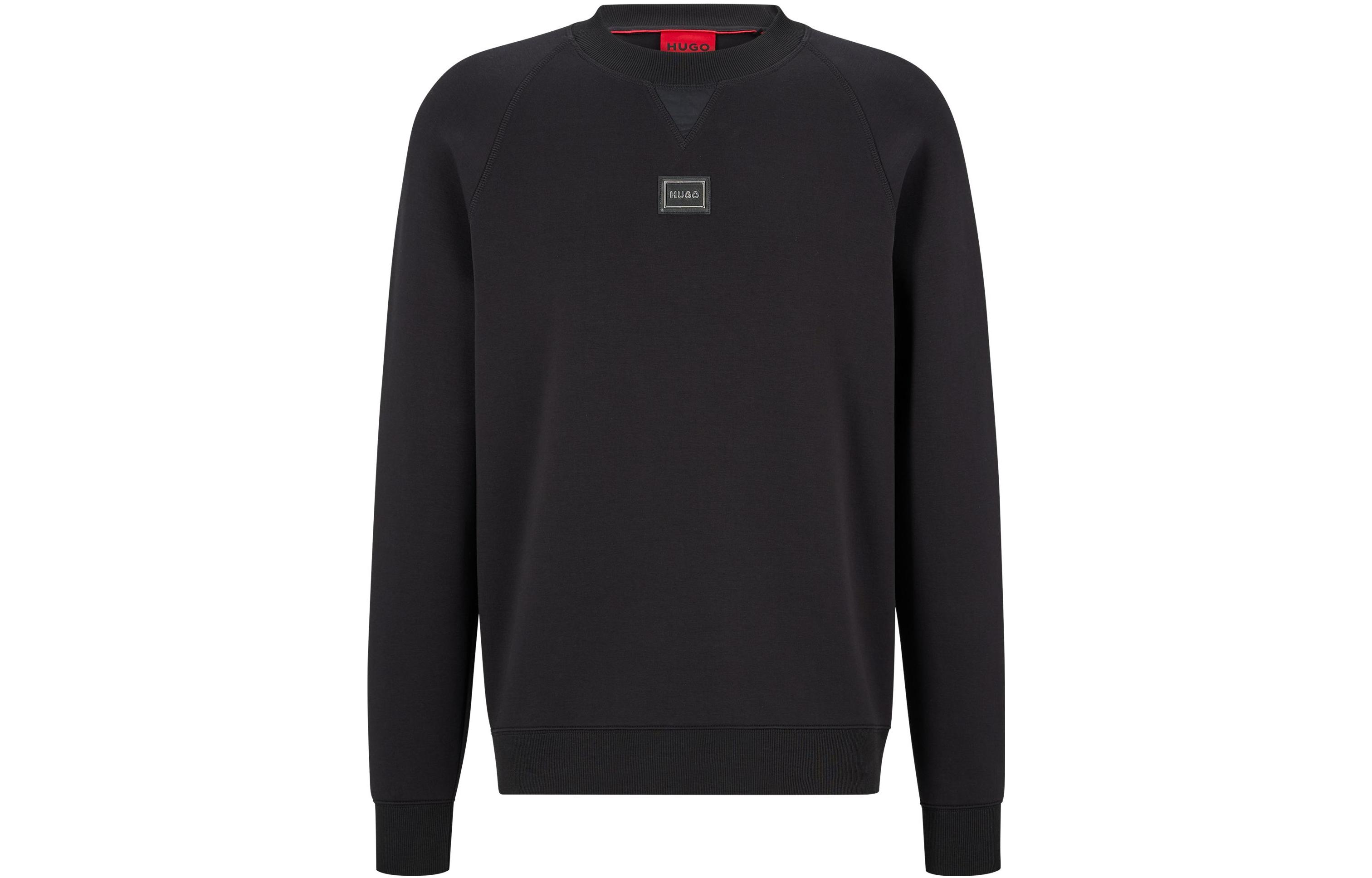HUGO BOSS FW22 Black Crewneck Long Sleeve Sweatshirt with Logo Design 50475881-001
