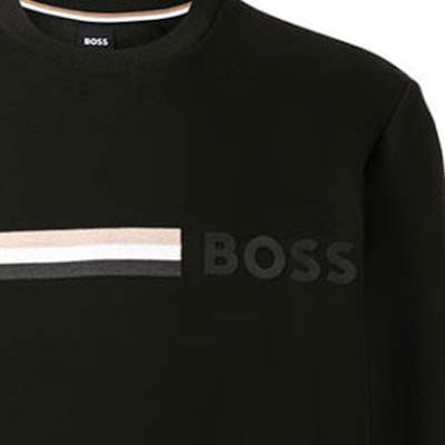 HUGO BOSS FW22 Black Crewneck Pullover Sweatshirt with Logo Embroidery. 50471712-001 Sizing HUGO BOSS FW22 Black Crewneck Pullover Sweatshirt with Logo Embroidery. 50471712-001
