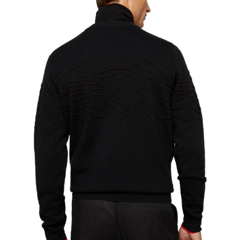 Purchase HUGO BOSS FW22 黑色虎紋紋理設計圓領毛衣 50463040-001