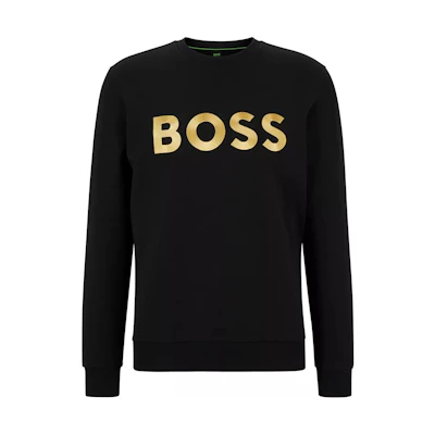 HUGO BOSS FW22 Black Crewneck Sweatshirt with Chest Logo Print 50482898-001