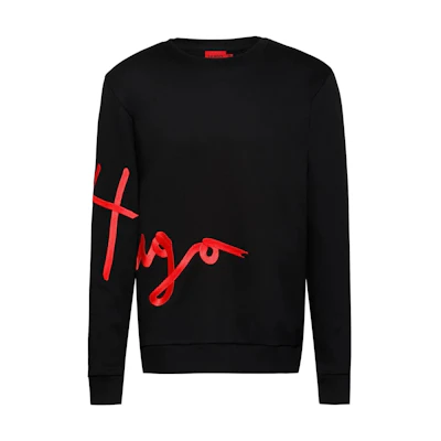 HUGO BOSS FW22 Black Crewneck Sweatshirt with Embroidery for Men 50457096-001