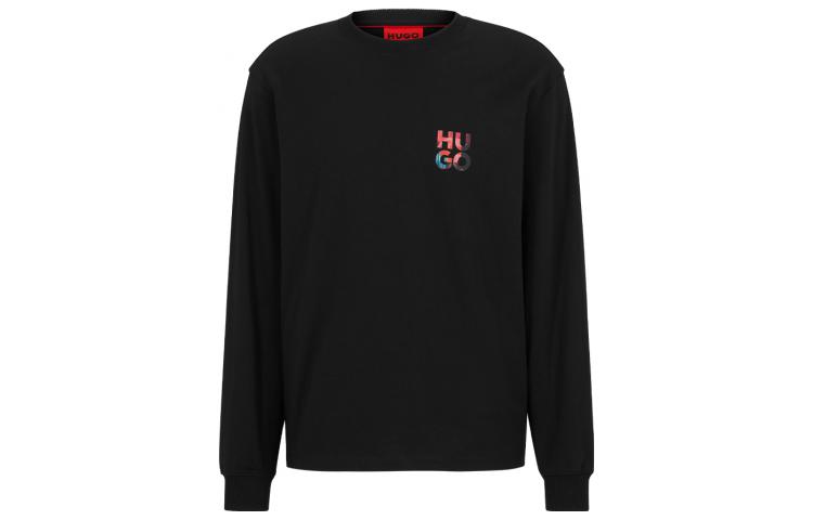 HUGO BOSS FW22 Black Crewneck Sweatshirt with Logo Print 50486122-001