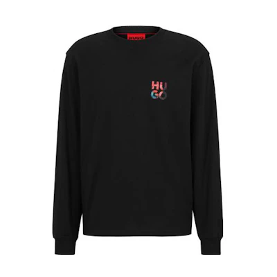 HUGO BOSS FW22 Black Crewneck Sweatshirt with Logo Print 50486122-001