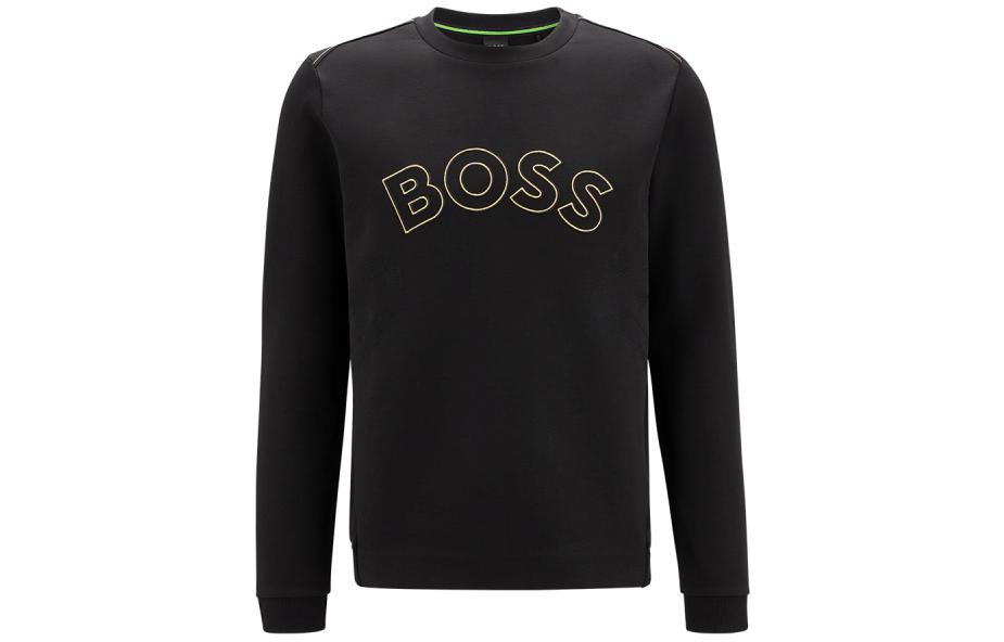 HUGO BOSS FW22 Black Crewneck Sweatshirt with Logo Print 50477122-001