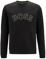 HUGO BOSS FW22 Black Crewneck Sweatshirt with Logo Print 50477122-001 HUGO BOSS FW22 Black Crewneck Sweatshirt with Logo Print 50477122-001