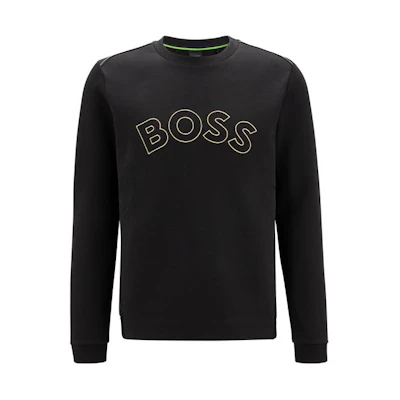 HUGO BOSS FW22 Black Crewneck Sweatshirt with Logo Print 50477122-001