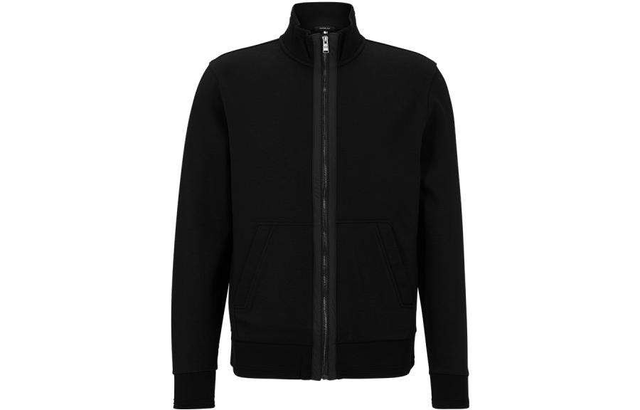 HUGO BOSS FW22 Black Half-Zip Mock Neck Casual Sweatshirt for Men 50481763-001