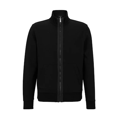 HUGO BOSS FW22 Black Half-Zip Mock Neck Casual Sweatshirt for Men 50481763-001