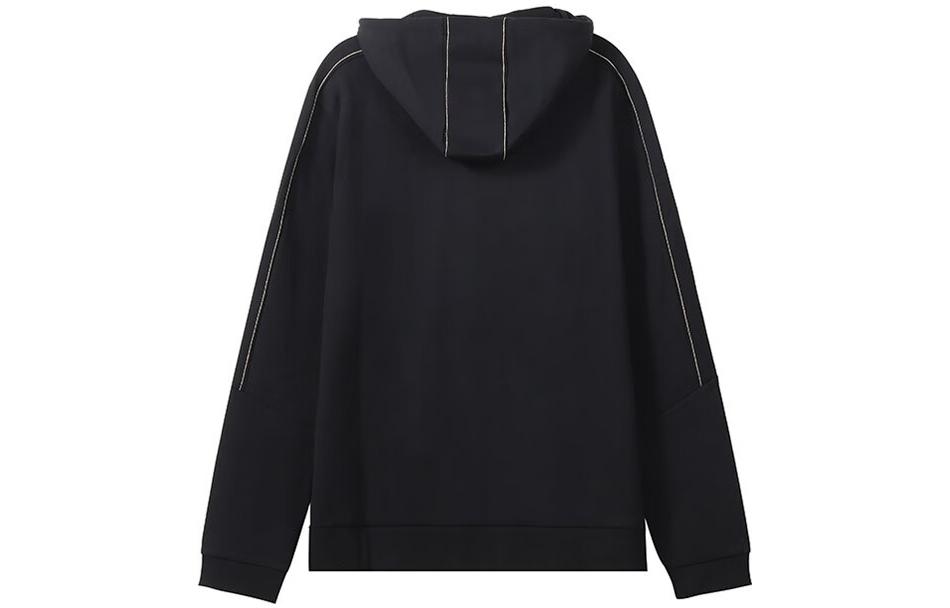 HUGO BOSS FW22 Black Hoodie with Curved Logo Embroidery and Drawstring 50477131-001 圖 3