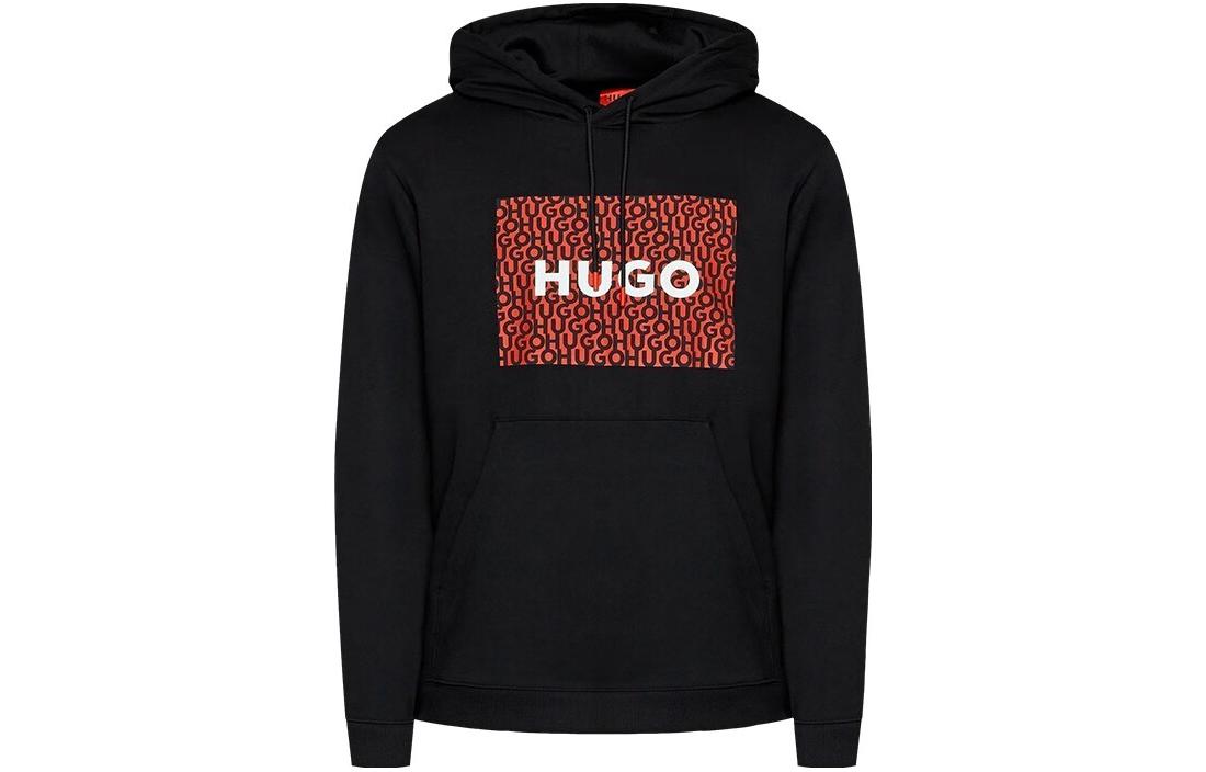 HUGO BOSS FW22 Black Hoodie with Logo Print 50473875-001