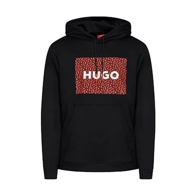 HUGO BOSS FW22 Black Hoodie with Logo Print 50473875-001