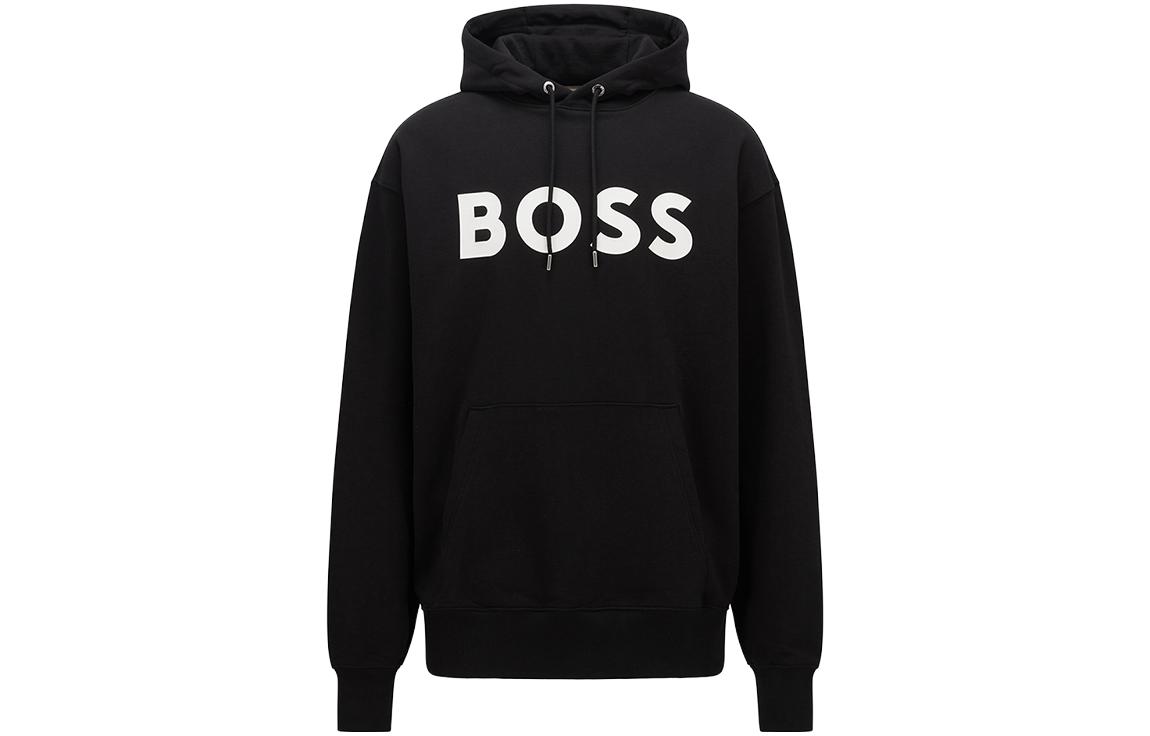 HUGO BOSS FW22 Black Hoodie with Logo Print Unisex Long Sleeve Sweatshirt 50477732-001