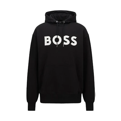 HUGO BOSS FW22 Black Hoodie with Logo Print Unisex Long Sleeve Sweatshirt 50477732-001