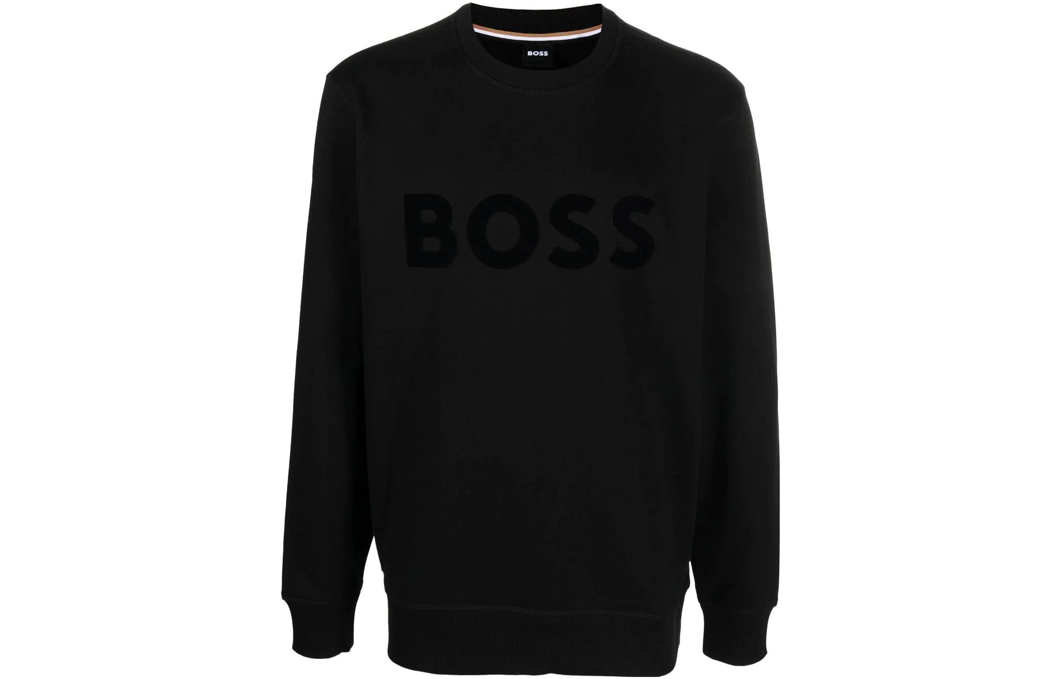 HUGO BOSS FW22 Black Letter Logo Printed Long Sleeve Sweatshirt 50477309-002