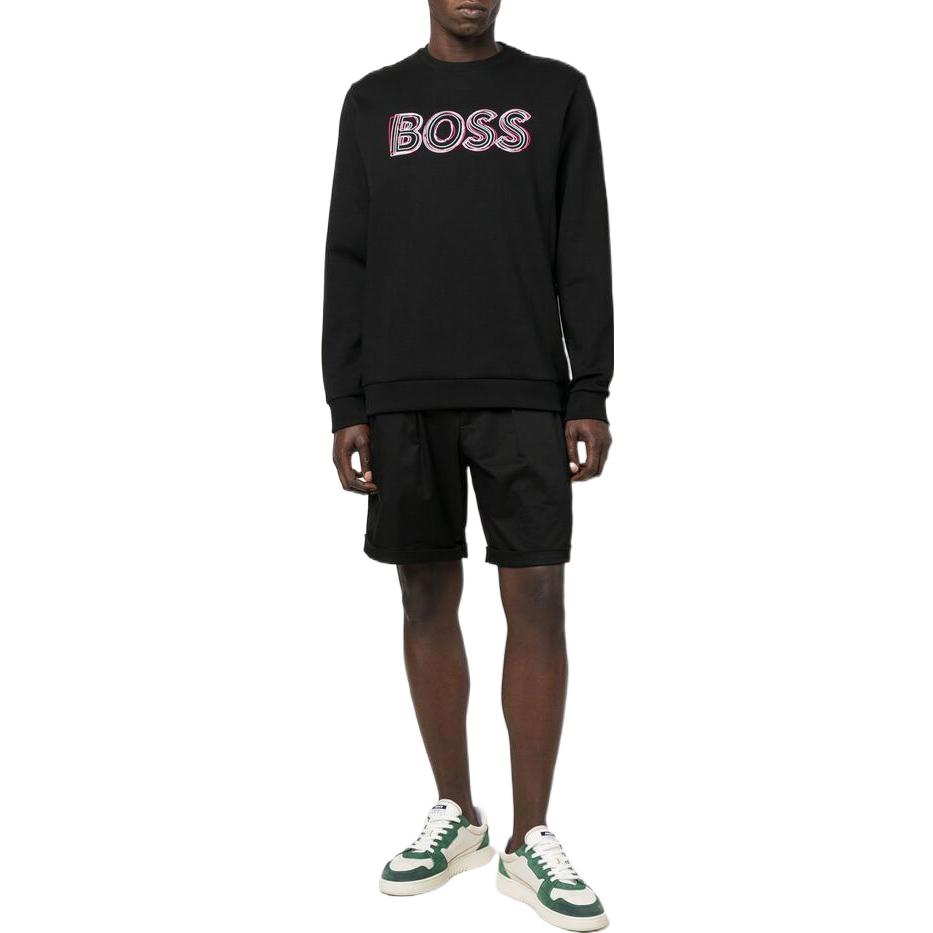 HUGO BOSS FW22 Black Logo Embroidered Crewneck Sweatshirt 50471878-001 圖 3