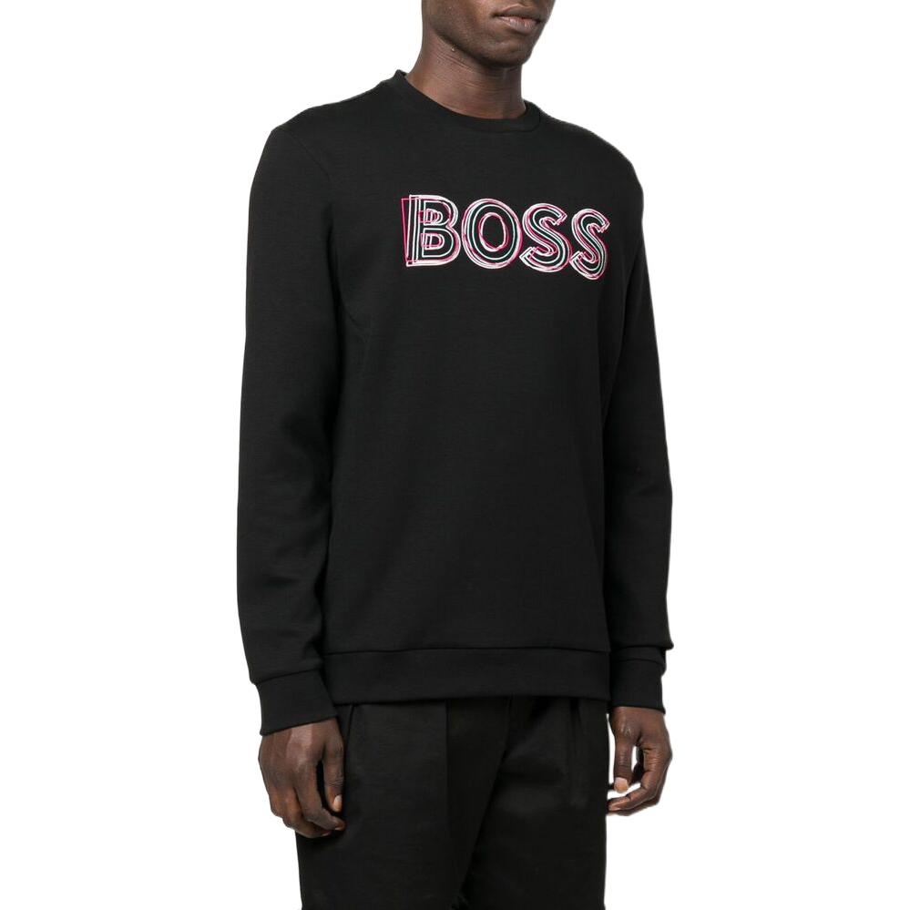 HUGO BOSS FW22 Black Logo Embroidered Crewneck Sweatshirt 50471878-001 圖 4