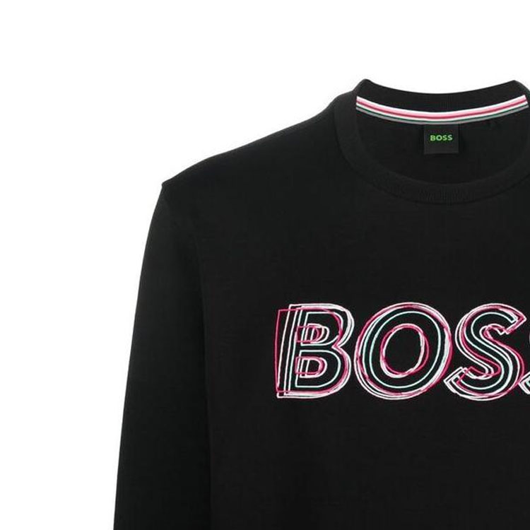 HUGO BOSS FW22 Black Logo Embroidered Crewneck Sweatshirt 50471878-001 圖 6