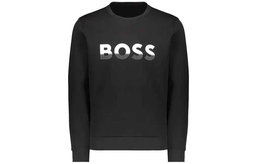 HUGO BOSS FW22 Black Logo Print Casual Pullover Sweatshirt 50477043-002