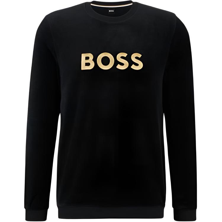 HUGO BOSS FW22 Black Logo Print Crewneck Sweatshirt 50485863-001