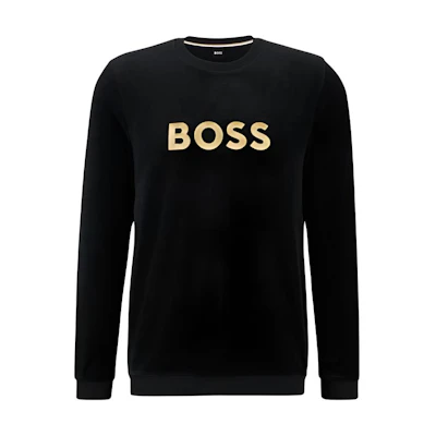 HUGO BOSS FW22 Black Logo Print Crewneck Sweatshirt 50485863-001