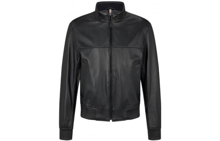 HUGO BOSS FW22 Black Monochrome Logo Stand Collar Jacket 50476787-001