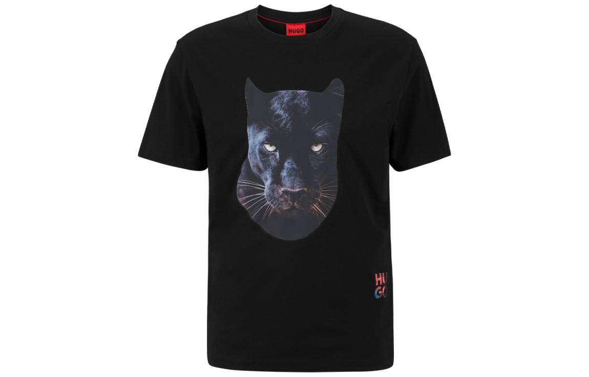 HUGO BOSS FW22 Black Panther Lion Print Crewneck T-Shirt Black 50484761-001
