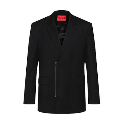HUGO BOSS FW22 Black Relaxed Fit Zip-Up Jacket 50471817-001