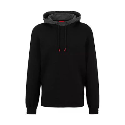 HUGO BOSS FW22 Black Solid Drawstring Hoodie 50471580-001