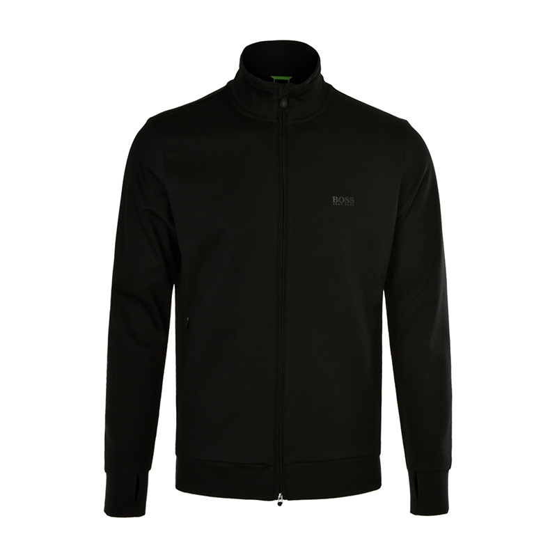 HUGO BOSS FW22 Black Solid Logo Print Stand-Collar Jacket 50379339-001