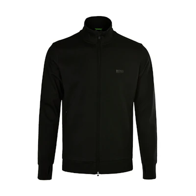 HUGO BOSS FW22 Black Solid Logo Print Stand-Collar Jacket 50379339-001